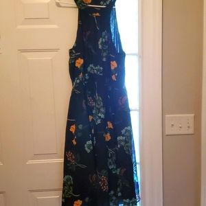 Pinup girl clothing dark floral crepe dress